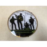 Beatles interest. A convex printed glass roundel of the Beatles in silhouette - 1960s W:15.5cm x