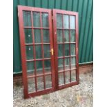 Pair of sapele glazed panel interior doors. Dimensions: W:76cm x H:198cm