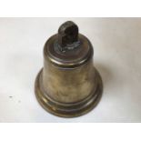 A cast brass ships bell. No clapper. 22cm(h)