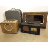 Four vintage radios. Pye, Sky Queen Phillips and air king.