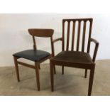 A Meredew teak carver with one other mid century chair W:54cm x D:48cm x H:89cm