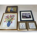 A collection of furnishing prints to include two Beryl Cook prints.