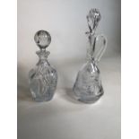 A cut glass 20th century decanter with a claret jugW:13cm x H:36cm dimensions of claret jug