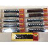 HORNBY MINITRAX N Gauge engine 92018 also with ten passenger carriages.