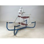 A Ke Lo mid century metal and sprung childs bouncer with plastic horse head. H:63cm