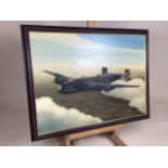 An oil on board of a WW1 bomber by. D.N COOPER 1988. Friday the 13th. Together with a similar