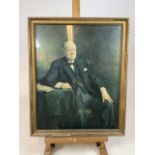 Sir Oswald Birley (1880-1952) Half length Portrait print of a seated Winston Churchill. W:46cm x
