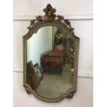 A decorative gesso 19th century mirror. W:66cm x H:113cm
