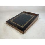 A 19th century walnut and brass bound writing slope, fitted interior with tooled leather. W:36cm x