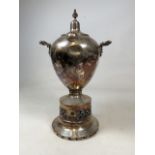 A white metal Samovar by Sanders and Sons Barfittings, London. W:34cm x D:27cm x H:60cm