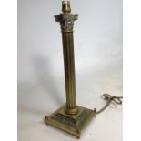 A Georgian style brass lamp.W:15cm x D:15cm x H:43cm