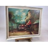 A Parisian Oil on canvas by Chenca. W:69cm x H:58cm