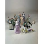 A large collection of figurines to include: three Little Women figures , Meg, Jo and Beth by