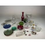 A collection of glass items to including Murano and Orrefors plates, ornaments, bowls and glasses