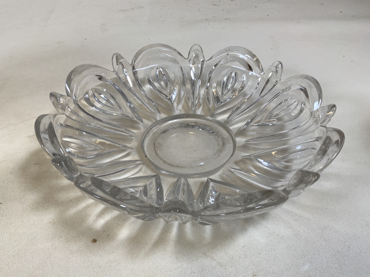 A collection of cut and moulded glass including two strawberry bowls, vases and large bowls - Image 3 of 8