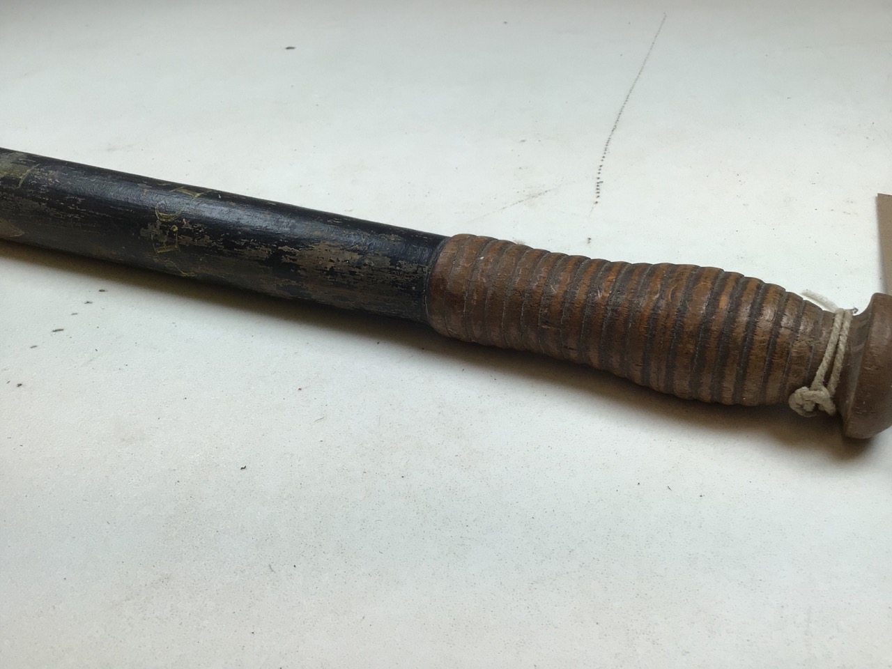 A Victorian Police truncheon, thought to be Metropolitan. Turned wood painted in black with gilt/ - Image 3 of 5