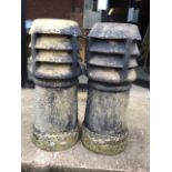 A pair of English louvered chimney pots. W:33cm x D:33cm x H:79cm