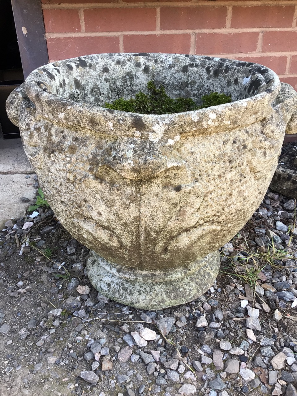 A large circular reconstituted stone planter. W:48cm x D:48cm x H:43cm - Image 2 of 3