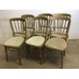 A set of six gold painted chairs. Seat height H:46cm