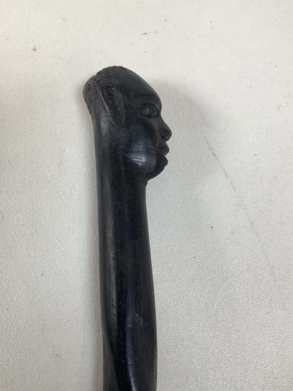 Two carved walking sticks - one with a carved monkey pommel and the other with a carved head . - Image 7 of 7