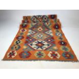 A Chobi Kilim Runner. W:79cm x H:294cm.