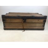 A large 19th century lead trunk with metal bound edges. W:97cm x D:60cm x H:36cm