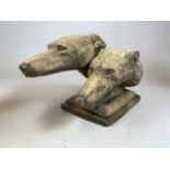 A 20th century large terracotta studio pottery diorama bust study of a pair of greyhounds being