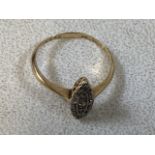 A Victorian 18 ct gold and diamond ring. There is wear to the gold.