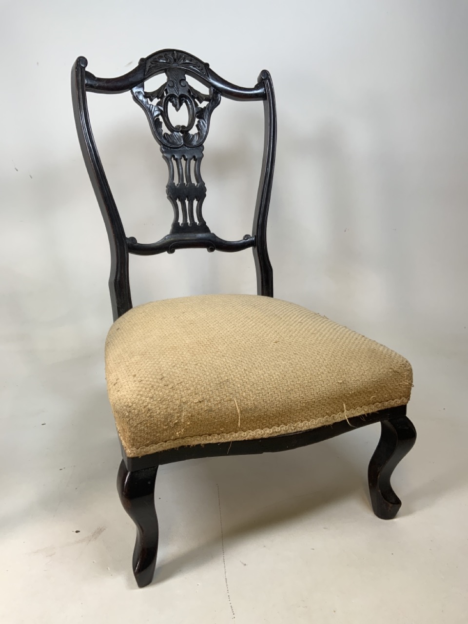 A Victorian low chair also with a Victorian tapestry seated mahogany dining chair. - Image 2 of 5