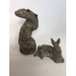 A concrete stoat also with a rabbit. stoat H:42cm