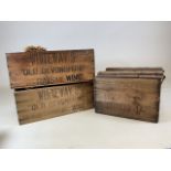 A pair of Whiteways fruit wine crates also with a cyder crate. W:53cm x D:33cm x H:22cm