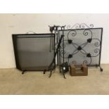 Two fire screens also with a companion set and a 20k metal weight.