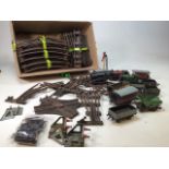 A large collection of 0 gauge Hornby tinplate items to include track, track accessories, buffers,