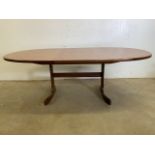 A mid century teak G Plan Fresco extending table. Extended W:209cm x D:107cm x H:73cm or W:163cm x