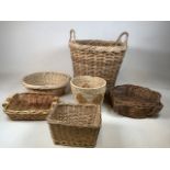 A log basket together with five other baskets W:51cm x H:46cm