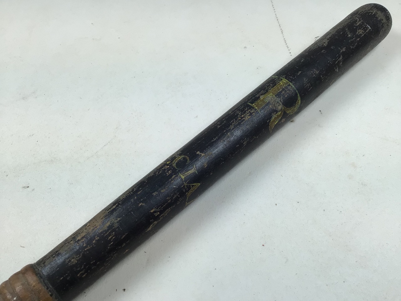 A Victorian Police truncheon, thought to be Metropolitan. Turned wood painted in black with gilt/ - Image 2 of 5