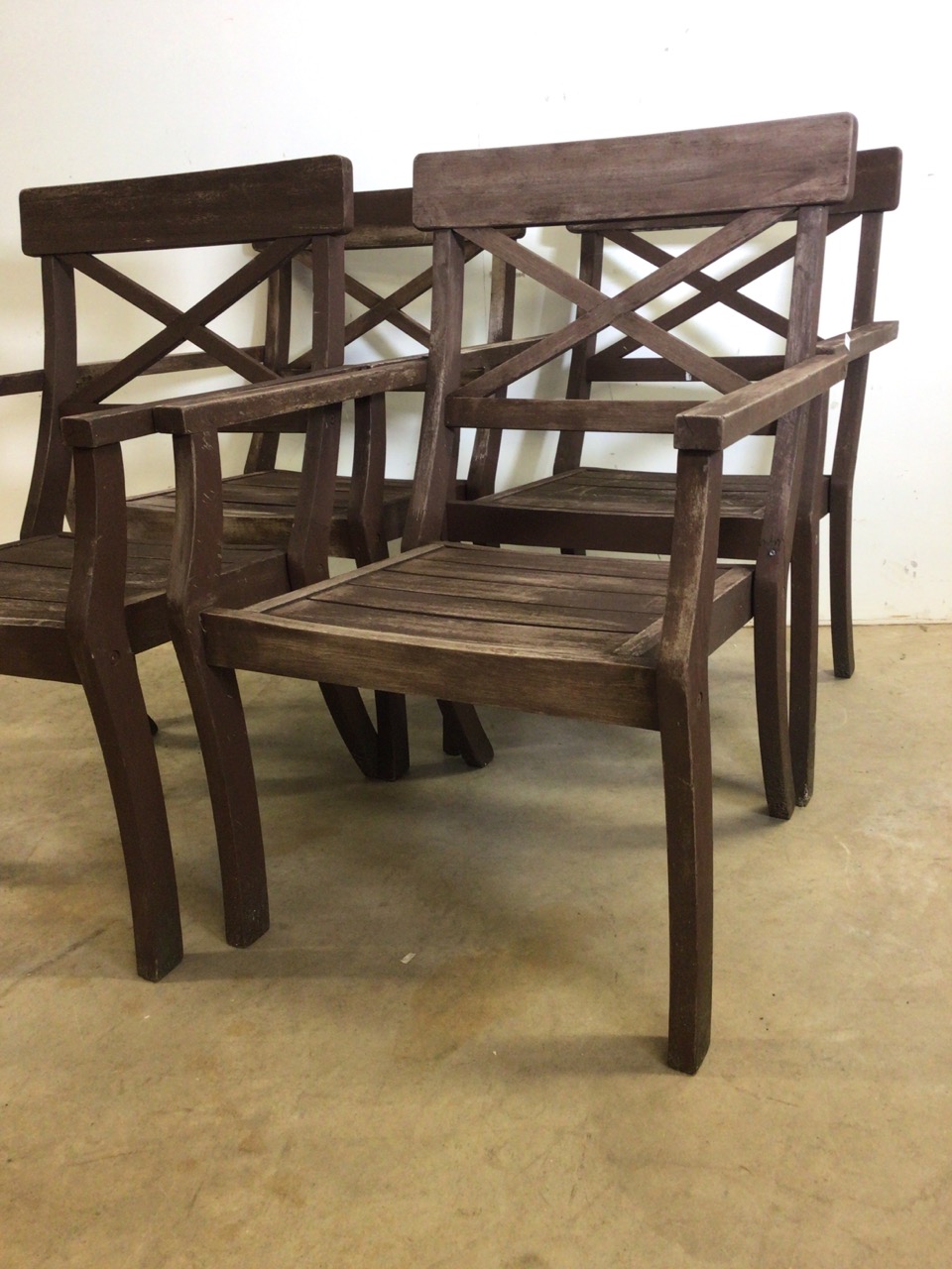 Four hardwood garden chairs from the Charleston collection. W:60cm x D:55cm x H:90cm - Image 2 of 5