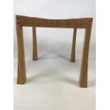 A square oak table with flared legs W:45cm x D:45cm x H:45cm