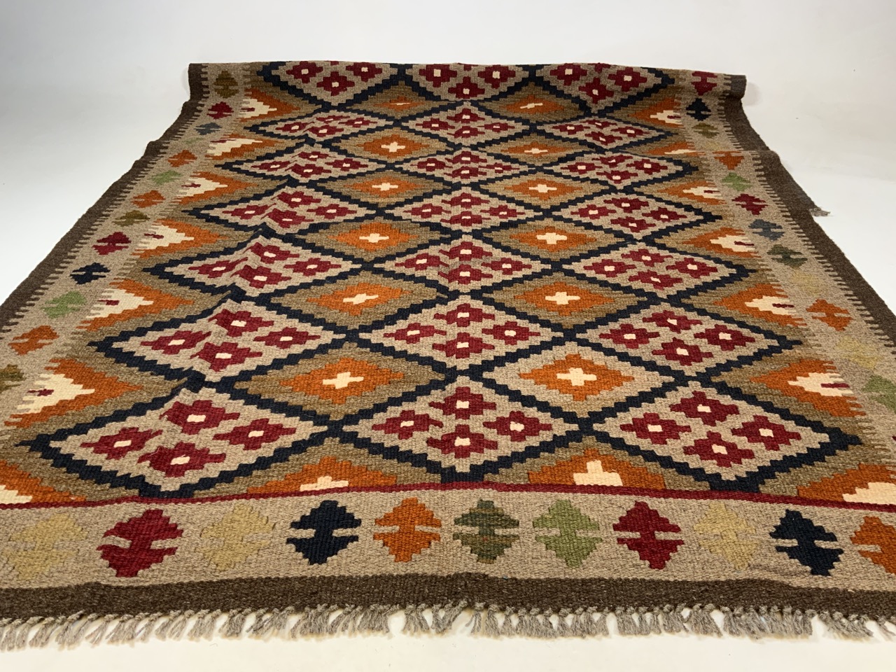 A Maimana Kilim wool rug. W:127cm and H:202cm