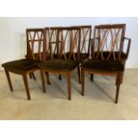 A set of six Fresco G Plan E Gomme limited teak and rosewood chairs to include two carvers. With