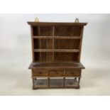 An oak miniature Welsh Dresser of 18th Century style W:34cm x D:10cm x H:42cm