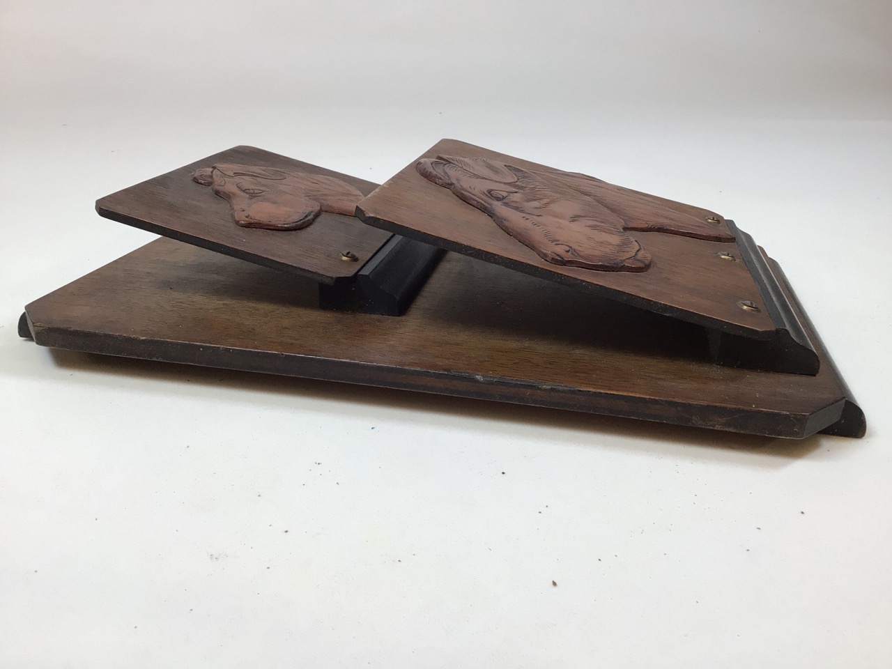 A wooden early 20th century wall hanging letter or post rack also with a wooden box and a wooden - Image 3 of 7