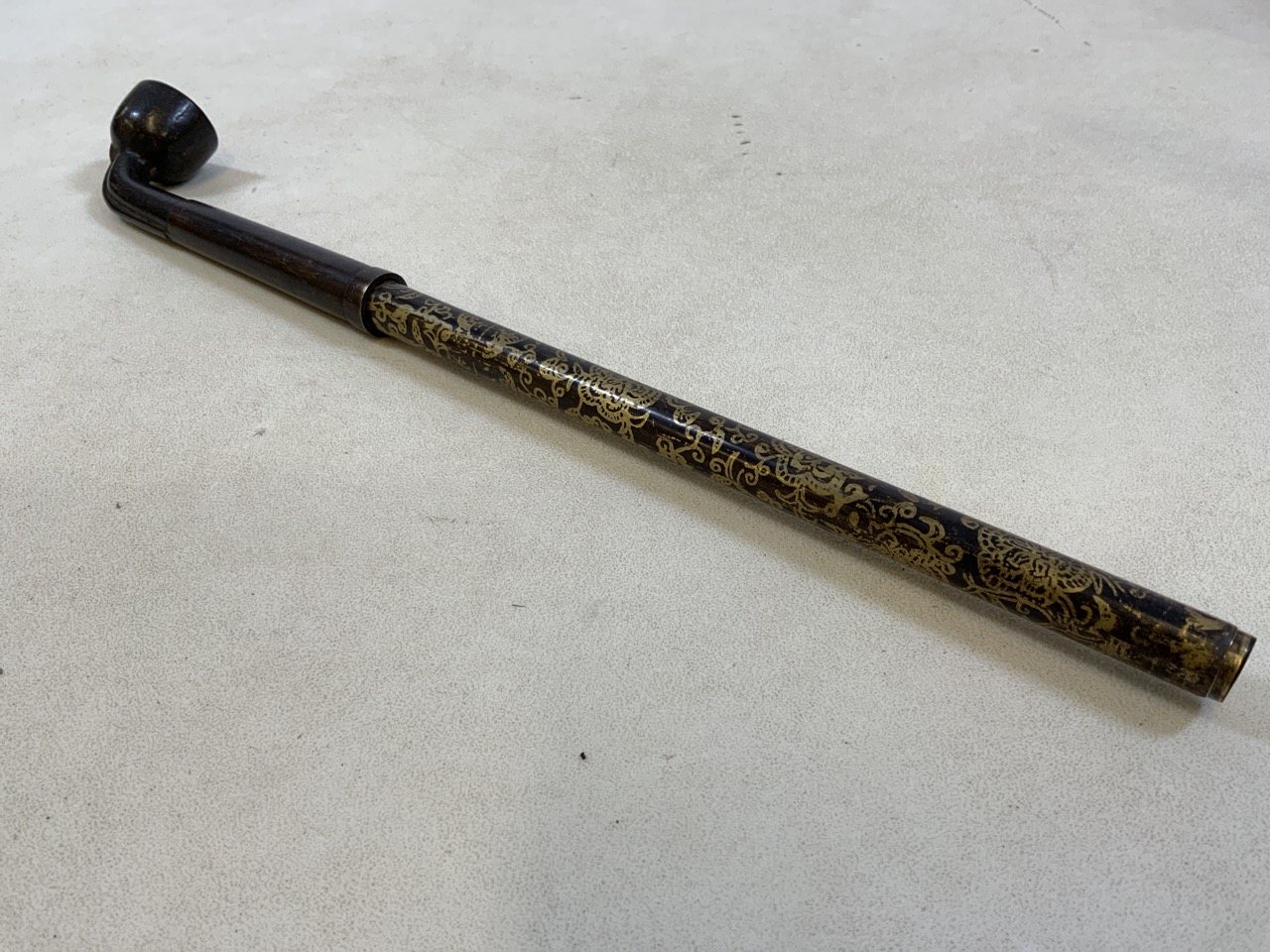 A decorated metal English Opium Pipe Circa 1910 H:37cm - Image 3 of 4