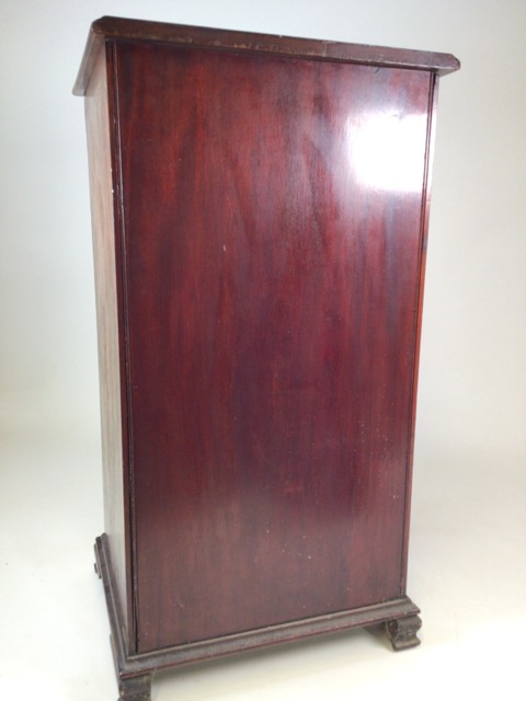 A Gillows style rosewood music cabinet with extensive inlay, glazed door to material lined - Image 11 of 12