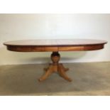 A French cherry wood dining table on large single pedestal W:196cm x D:115cm x H:75cm