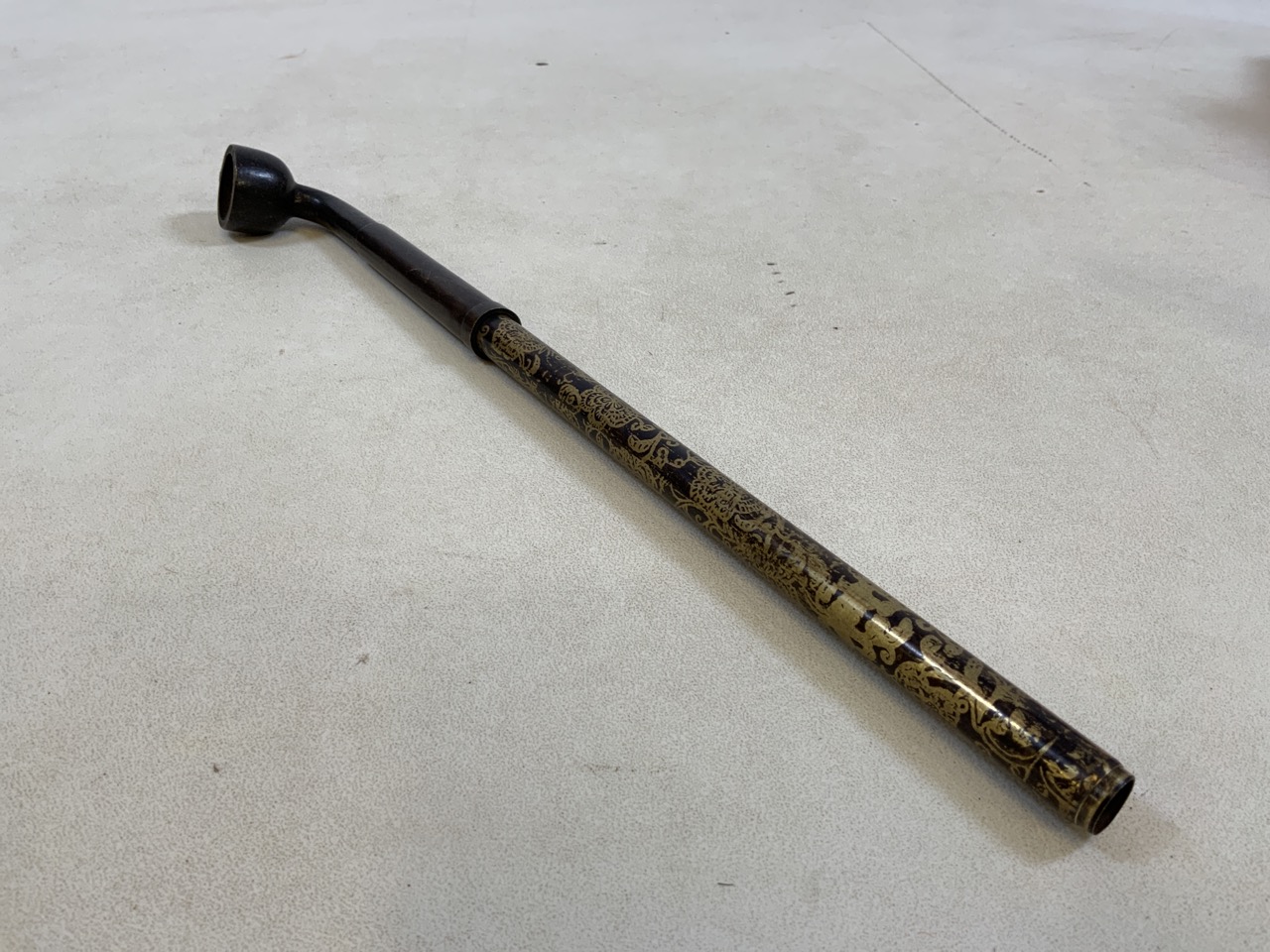 A decorated metal English Opium Pipe Circa 1910 H:37cm - Image 2 of 4