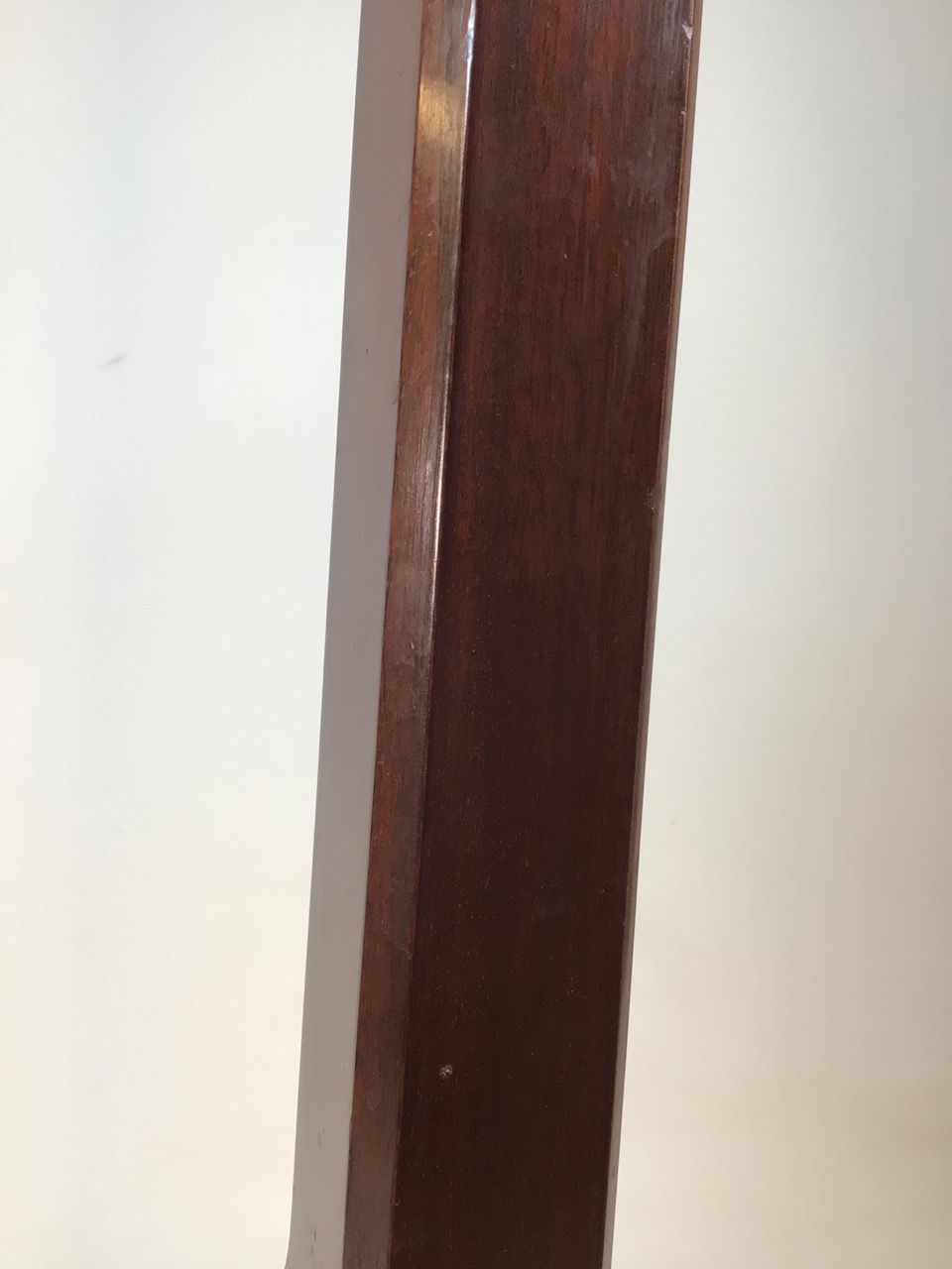 An early 20th century mahogany coat stand with chamfered finish and four brass hooks. H:173cm - Image 3 of 6