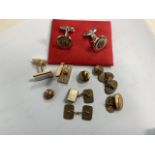 9ct gold cuff links also with rolled gold cuff links and others. 8.6 grams.