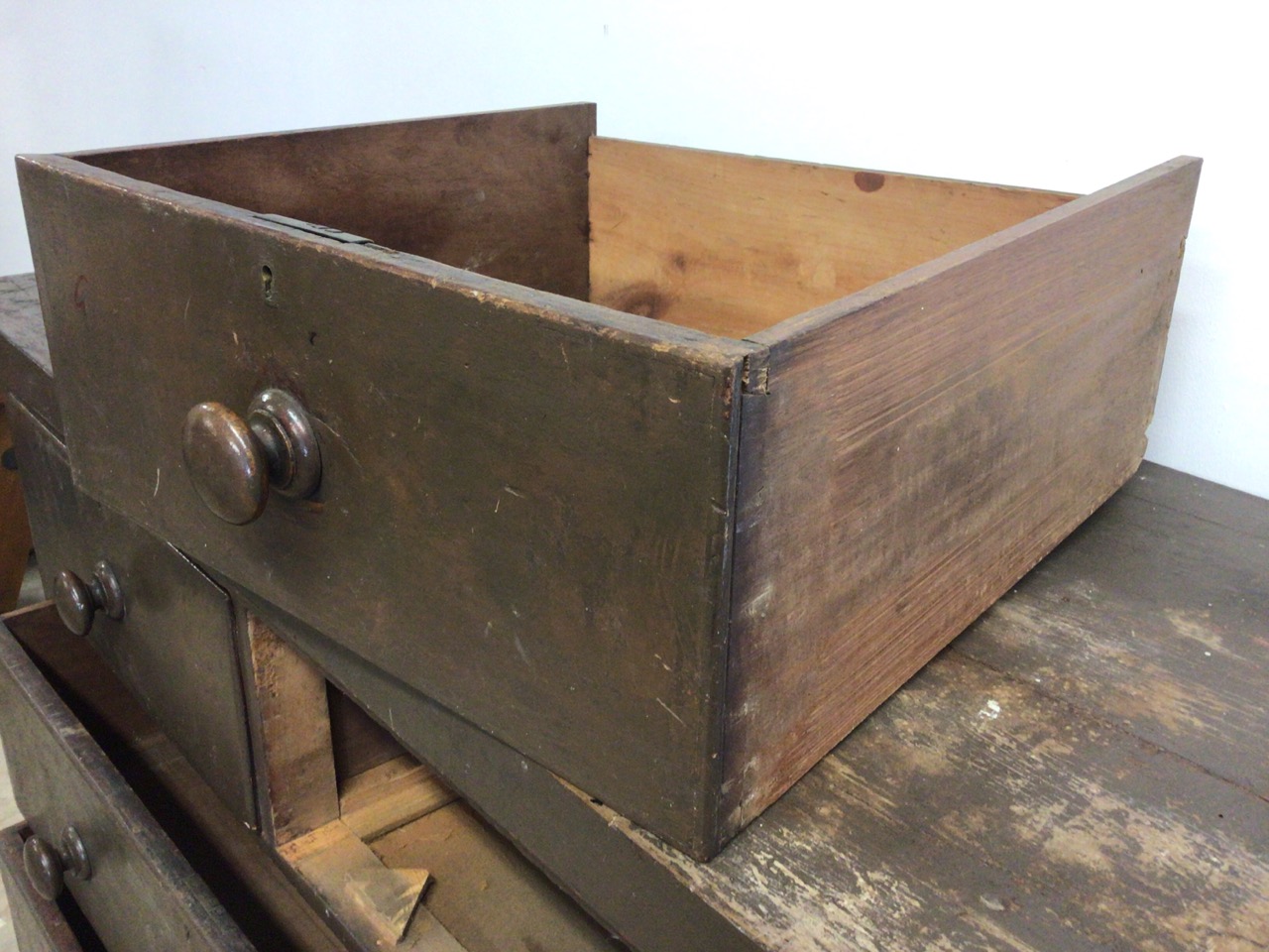 A Victorian painted pine chest of drawers with two short over three long drawers. W:104cm x D:46cm x - Image 4 of 7