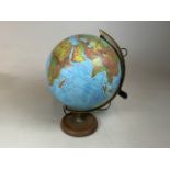 A light up terrestrial globe on wooden stand W:32cm x H:46cm